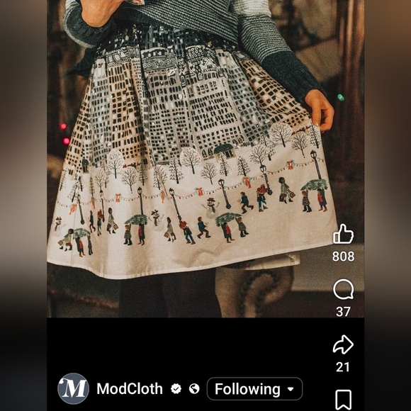 ModCloth Winter Wonderland Cotton Skirt Size L - Picture 5 of 11